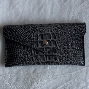 Gray and Black Crocodile Embossed Clutch